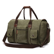 European and American Style Large Capacity Canvas Handbag Men and Women′s Pure Color Travel Bag
